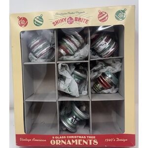 Christopher Radko Shiny Brite Christmas Tree Set of 6 VTG American 1940's Design